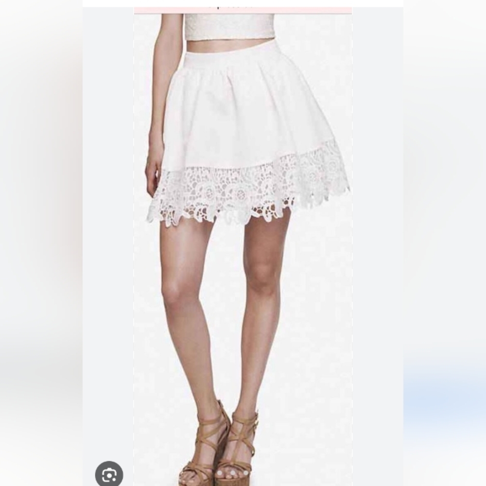 Express White Floral Lace A-line Skirt 6